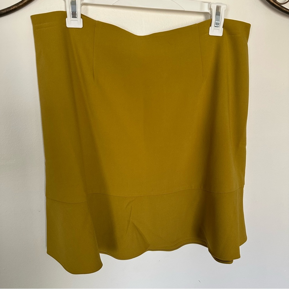 French Connection Mustard Mini Flare Skirt Preppy Business Office
